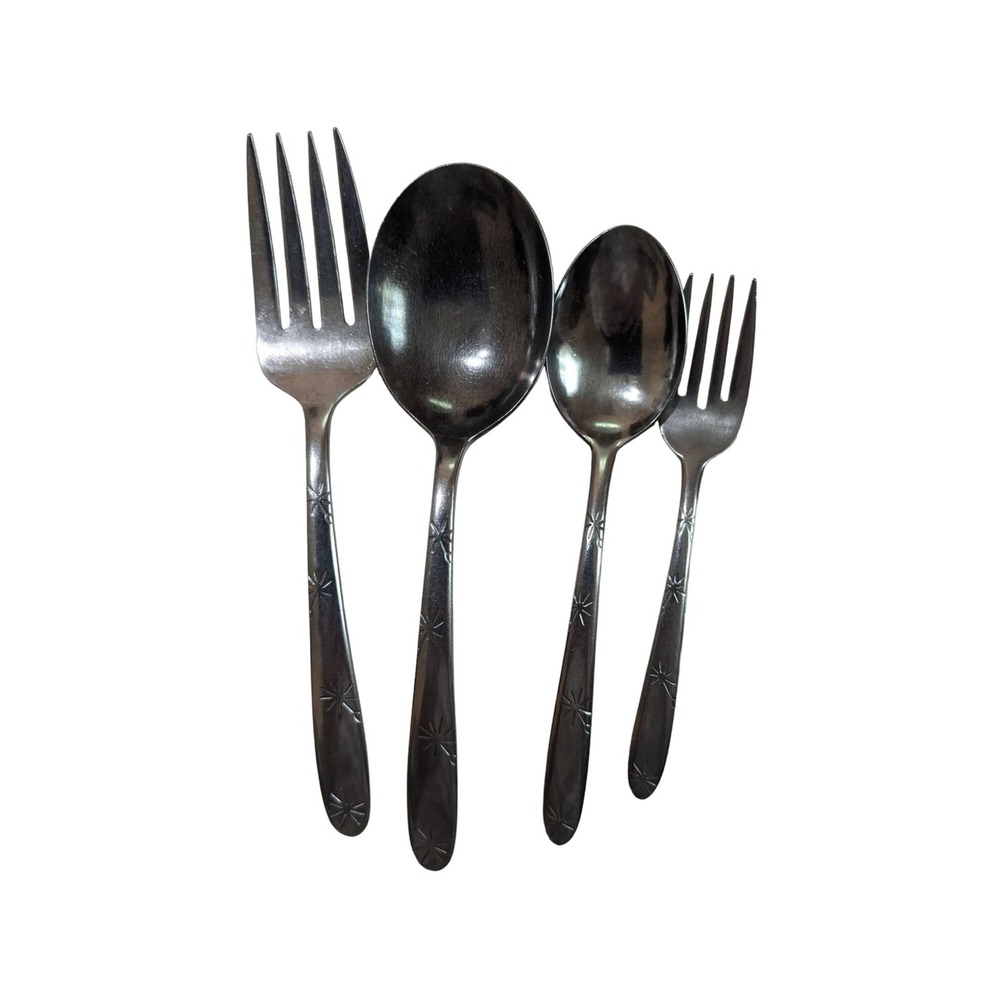Flatware‎ set of 4 serving fork spoon teaspoon fork Star pattern Japan